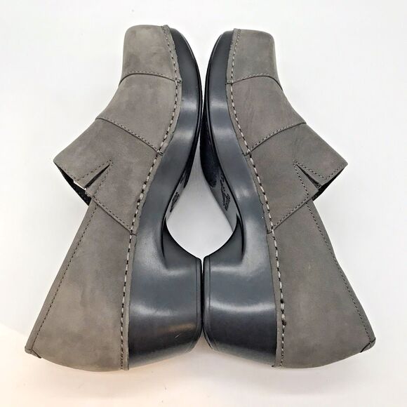 Dansko Tenley Gray Belted Slip-On Heels Women's 39 Nappa Leather Comfort Shoes - Picture 7 of 12